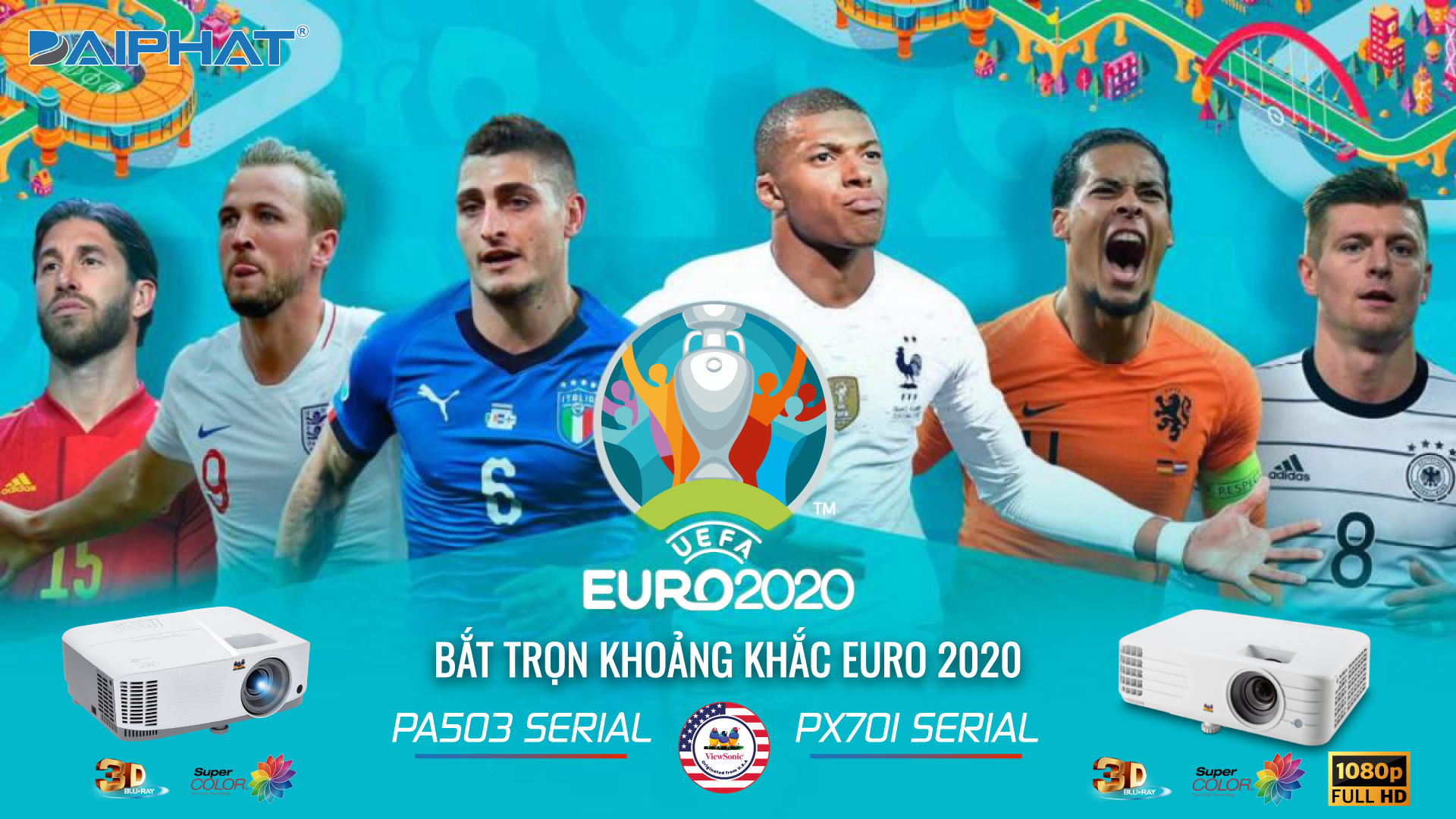 Máy chiếu chuyên dụng, máy chiếu bóng đá Euro 2020-2021
